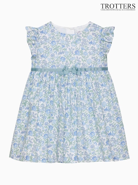 Trotters London Little Blue Liberty Print Bluebell 100% Cotton Dress (F03630) | kr1 085