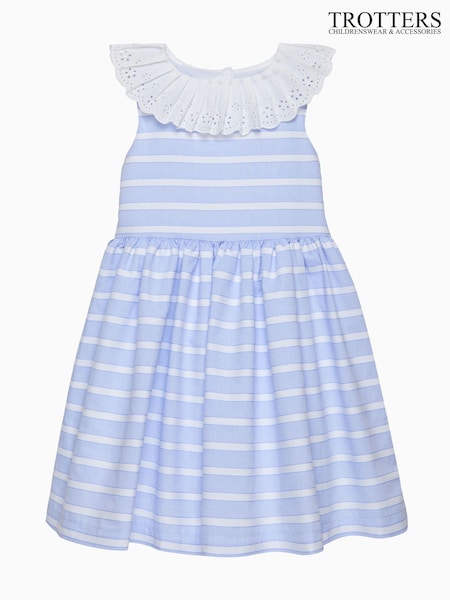 Trotters London Blue Stripe Broderie Collar Dress (F03653) | 536 LEI - 581 LEI