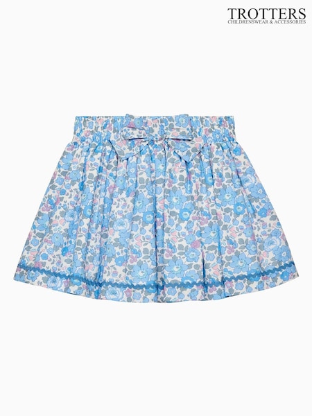 Trotters London Liberty Blue Print Betsy Bow 100% Cotton Skirt (F03655) | ₪302 - ₪322