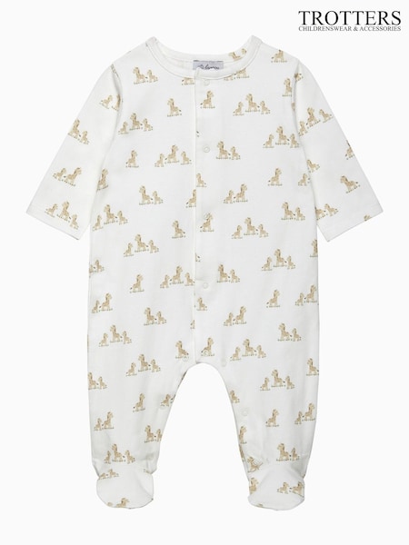 Trotters London Newborn Giraffe White All-in-One (F03676) | 313 LEI
