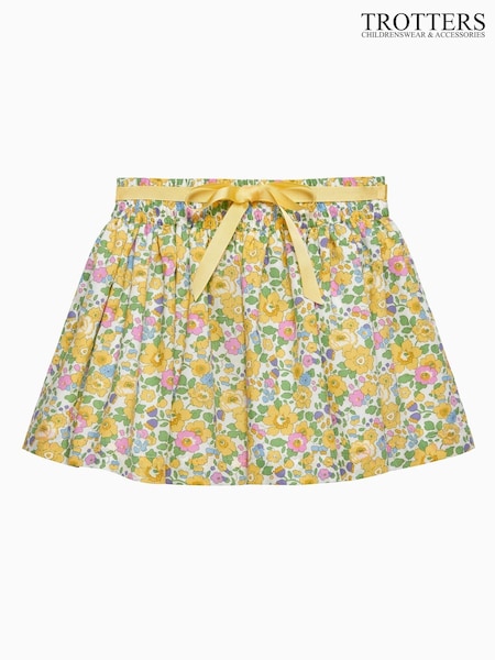 Trotters London Yellow Liberty Print Betsy Ribbon Skirt (F03705) | €92 - €98