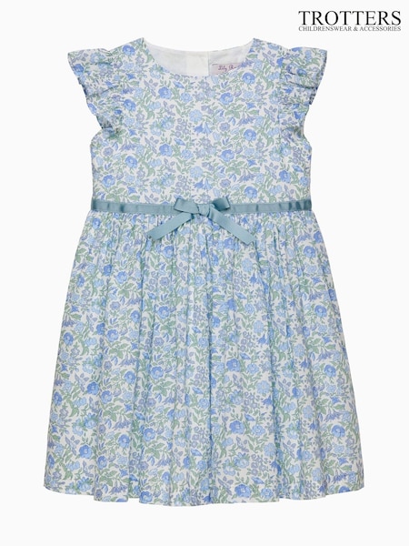 Trotters London Liberty Print 100% Cotton Blue Bluebell Dress (F03707) | 640 LEI - 685 LEI