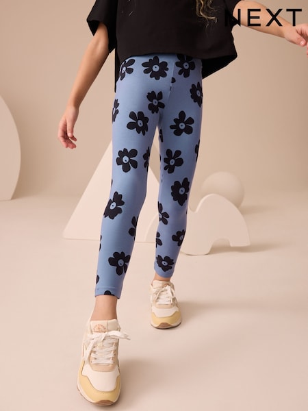 Blue Large Floral Printed Leggings (3-16yrs) (F03714) | €7 - €14