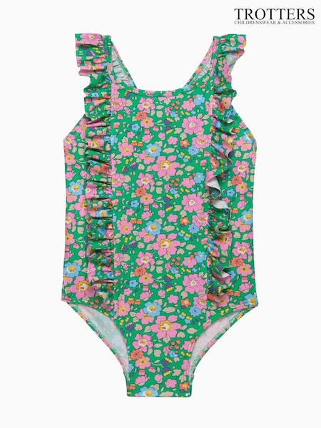 Trotters London Green Liberty Print Betsy Frill Swimsuit (F03716) | ₪231 - ₪251