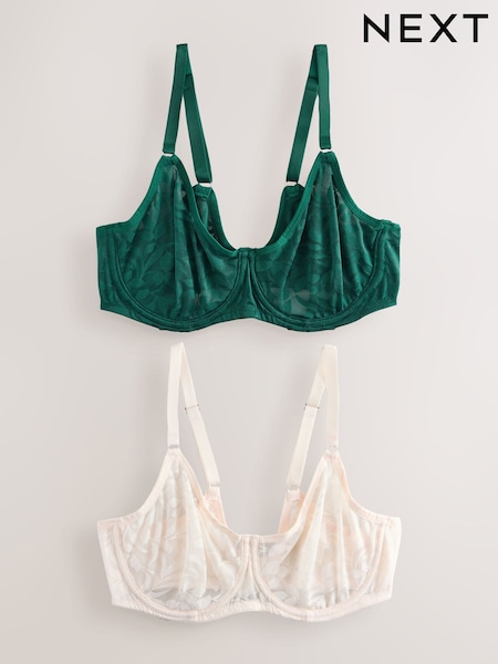Green/Ecru DD-G Lace Non Pad Full Cup Bras 2 Pack (F03728) | €45