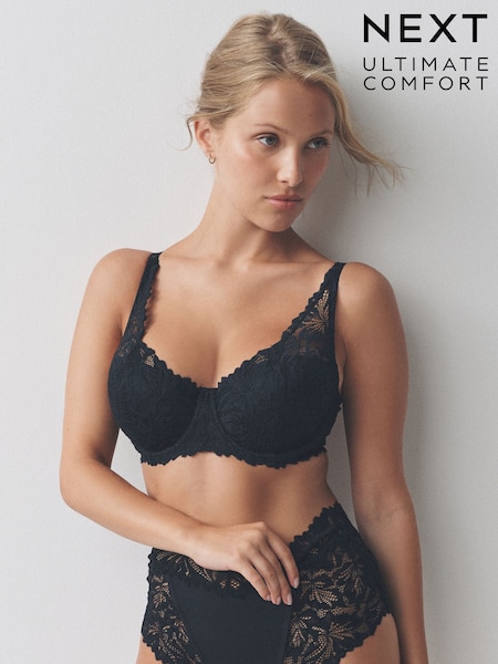 Black DD+ Pad Balcony A-E Lace Ultimate Comfort Bra (F03730) | €24