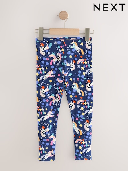 Navy Rainbow Unicorn Printed Leggings (3-16yrs) (F03738) | €7 - €13