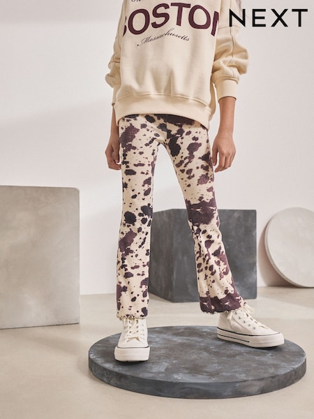 Cow Print 1 Pack Rib Flare Leggings (3-16yrs) (F03750) | €10 - €17