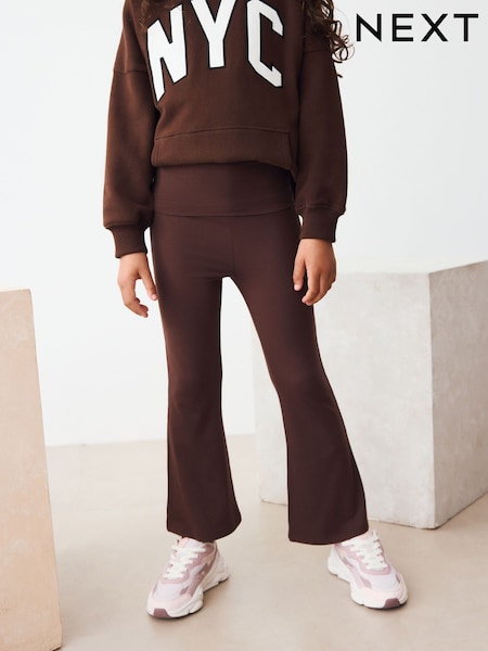 Chocolate Brown Fold Over Flare Leggings (3-16yrs) (F03755) | AED36 - AED61