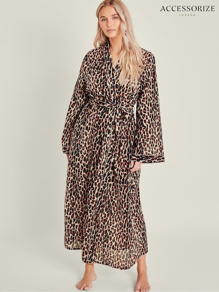 Accessorize Leopard Print 100% Cotton Dressing Gown (F03826) | 64 €
