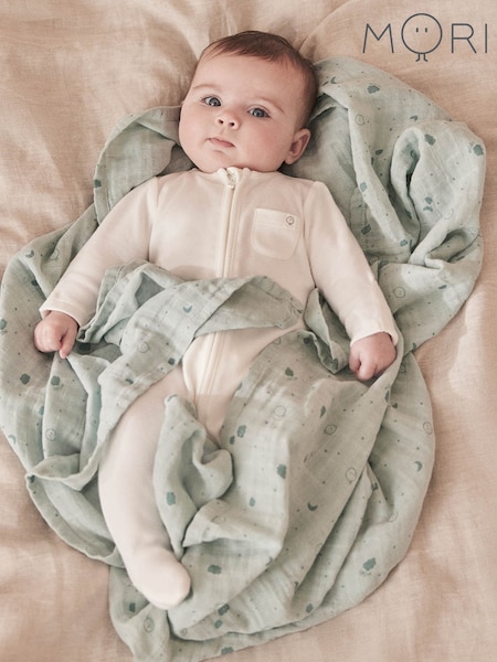 MORI White Organic Cotton Large Muslin Square (F03913) | $25