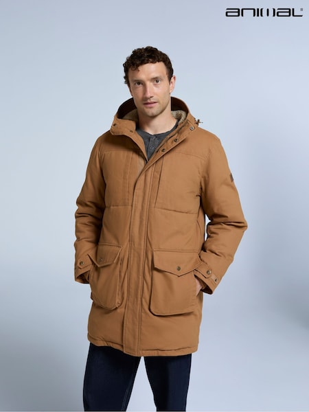 Animal Natural Mens Fistral Borg Lined 100% Cotton Parka Jacket (F03925) | €73