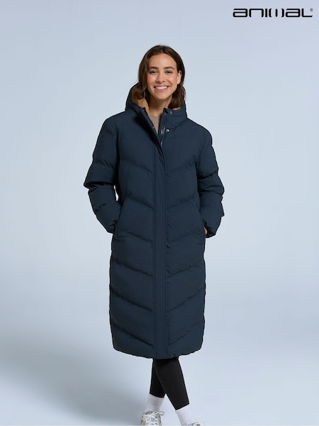 Animal Blue Womens Cocoon Borg Lined Padded Coat (F03929) | €214