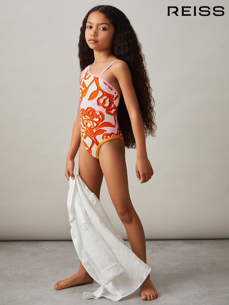 Reiss Goldie Floral Print One Shoulder Swimsuit (F04031) | 55 €