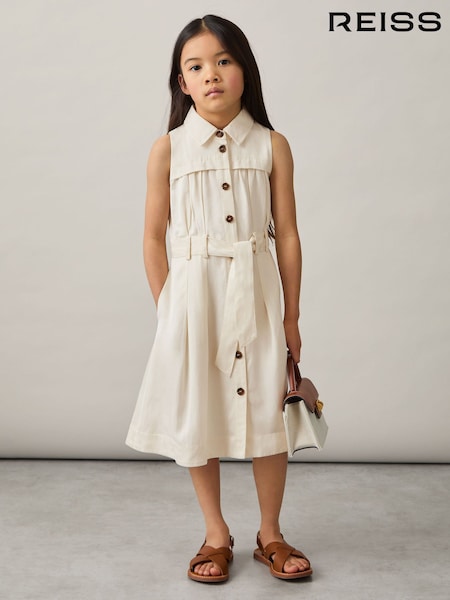 Reiss Ivory Heidi 4-9 yrs Tie-Waist Collared Dress (F04035) | €95