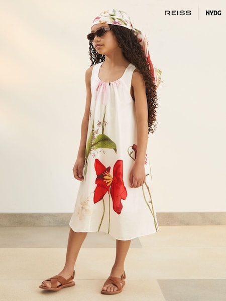Reiss | NYBG Floral Maxi Dress With Linen (F04047) | AED571