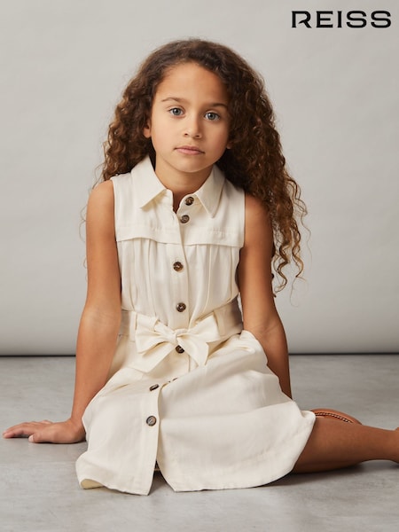 Reiss Ivory Heidi 9-13 yrs Tie-Waist Collared Dress (F04048) | 544 QAR