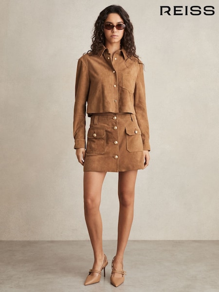 Reiss Connie Suede Button-Through Mini Skirt (F04053) | ‏1,808‏₪