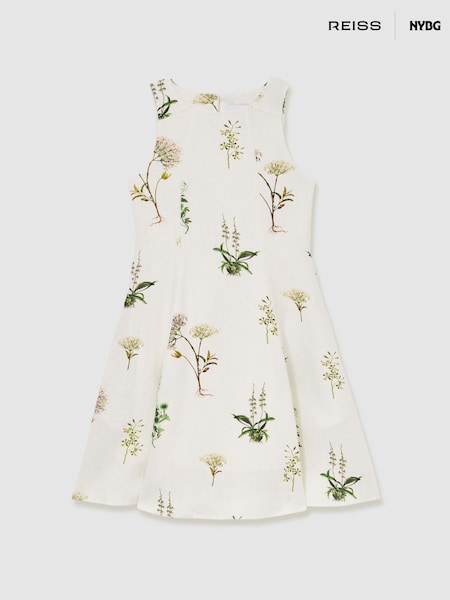 Reiss Ivory Elise 13-14 yrs Reiss | NYBG Linen Floral Flared Dress (F04058) | €160