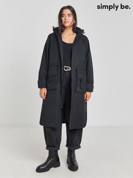 Schwarz - Simply Be Kapuzen-Funktionsjacke (F04067) | 100 €