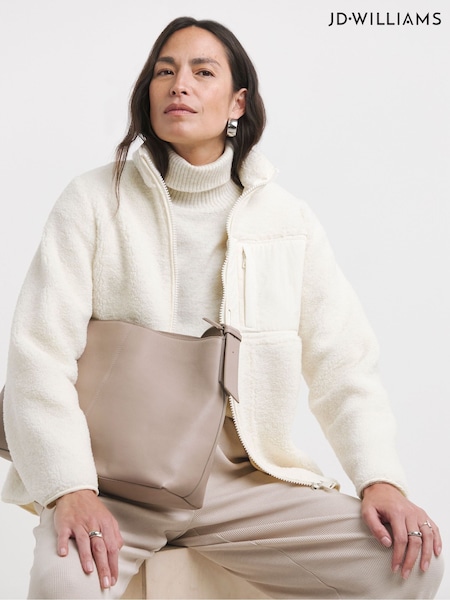 JD Williams Cream Pocket Borg Jacket (F04079) | €79