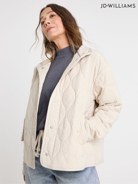 JD Williams Cream Washed Quilted Short Jacket (F04083) | €79