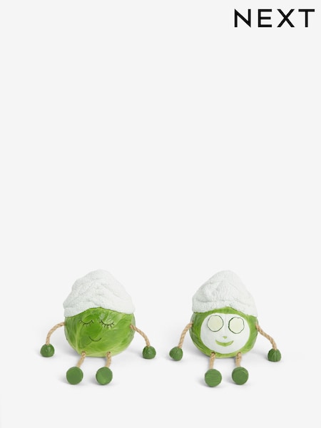 Set of 2 Green Christmas Spa Sprout Ornaments (F04103) | €18