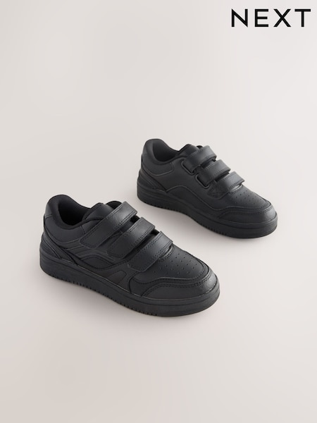 Schwarz - Leather 3 Strap Touch Fastening School Shoes (F04122) | 35 € - 45 €