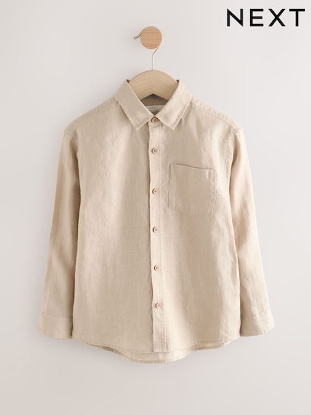 Neutral Long Sleeve 100% Linen Shirt (3-16yrs) (F04129) | AED102 - AED127