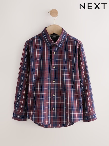 Сливово-фіолетовий - Long Sleeve Cotton Check Shirt (3-16yrs) (F04130) | 535 грн - 741 грн