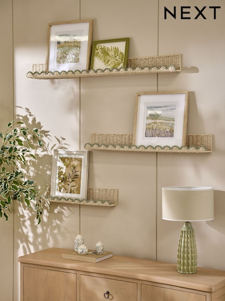 Sage Green Woven Scallop Picture Shelf (F04135) | €18 - €28