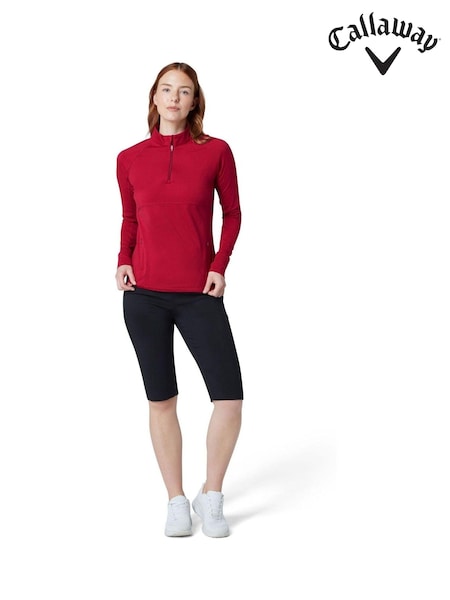 Callaway Apparel Red Lightweight Knit Heathered ¼ Zip Top (F04175) | €92