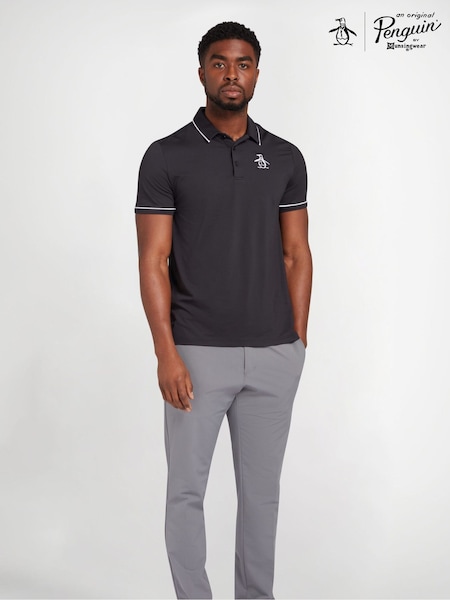 Original Penguin Oversized Heritage Piped Black Polo Shirt (F04179) | €66