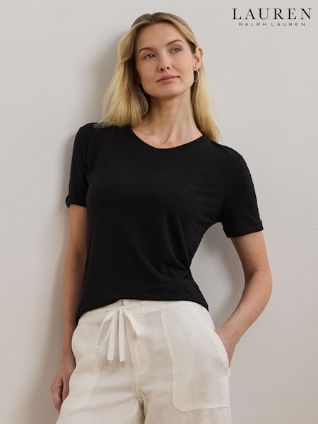Musta - Lauren Ralph Lauren Drina Pellava Blend T-paita (F04212) | €140