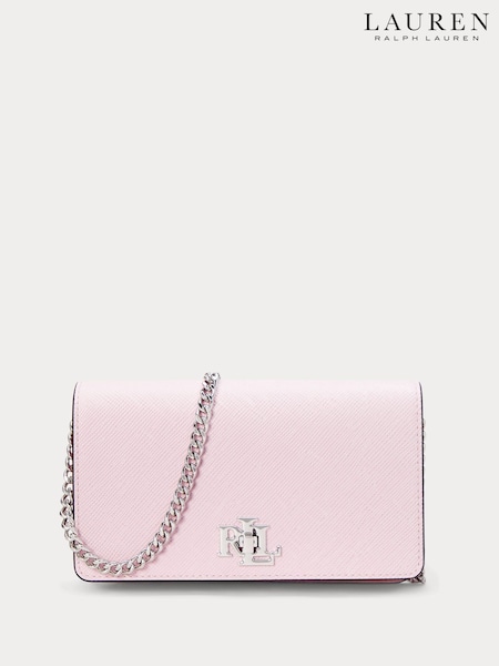 Lauren Ralph Lauren Pink Turn Lock Textured Leather Chain Cross-Body Clutch Bag (F04231) | €250