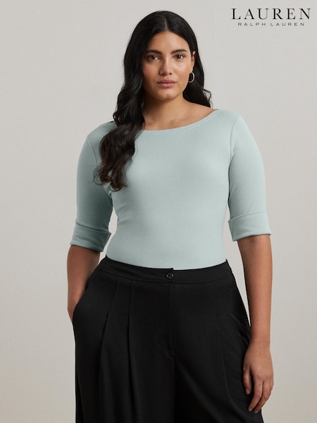 Blau - Lauren Ralph Lauren Curve Judy Stretch Cotton Boatneck T-Shirt (F04245) | 90 €