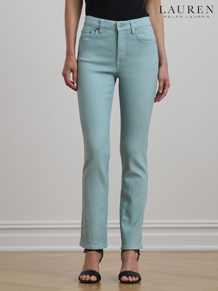 Lauren Ralph Lauren Cream Light Wash High Rise Straight Leg Denim Jeans (F04252) | €250