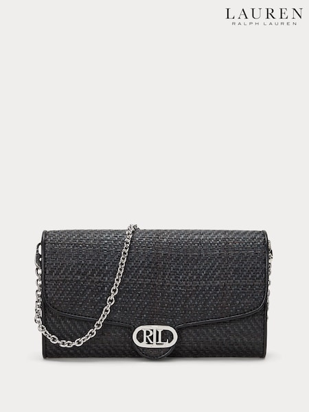 Lauren Ralph Lauren Black Straw Raffia Chain Crossbody Clutch Bag (F04284) | R$ 2.160