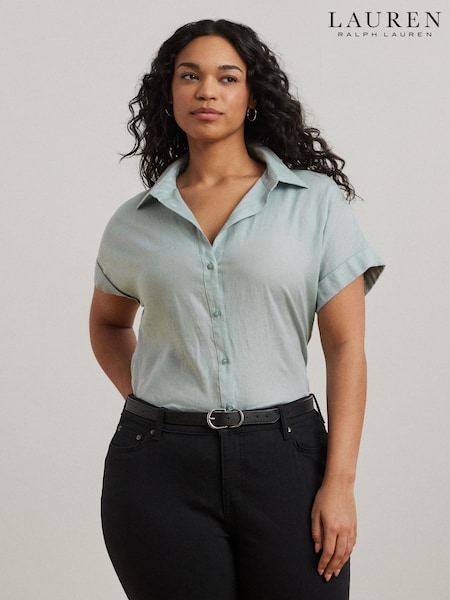 Lauren Ralph Lauren Curve Broono Linen Logo Short Sleeve Shirt (F04286) | 8,351 UAH