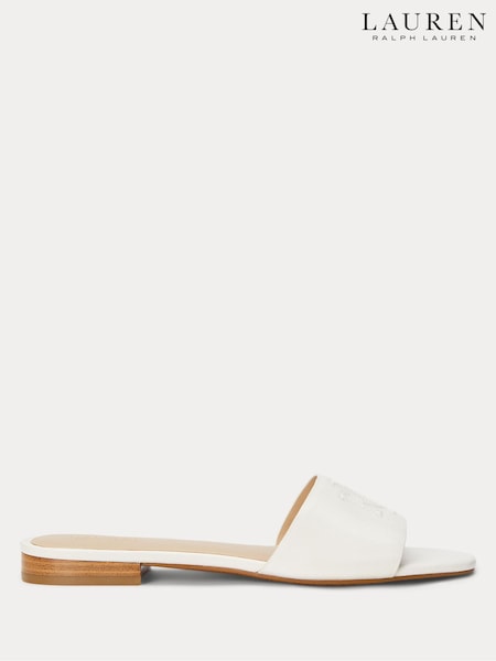 Lauren Ralph Lauren Everley Logo Nappa Leather Slide Sandals (F04289) | €164