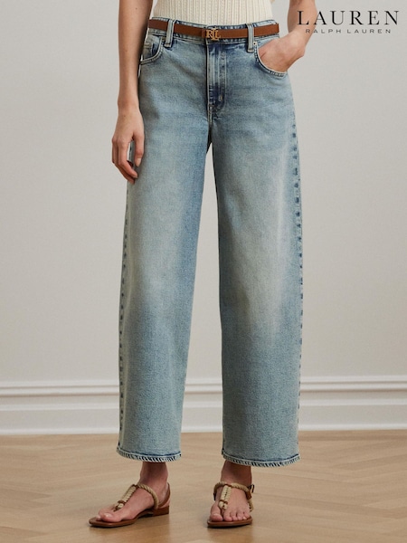 Lauren Ralph Lauren Blue Saira Alacia Wash Wide Leg Denim Jeans (F04292) | €250