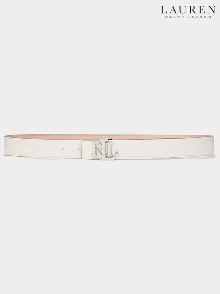 Lauren Ralph Lauren Logo Reversible Pebbled Leather White Belt (F04299) | 140 €