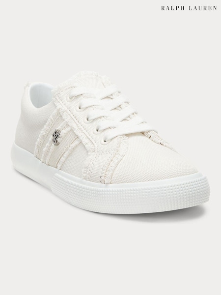 Lauren Ralph Lauren Janson Fray Canvas White Trainers (F04312) | €156