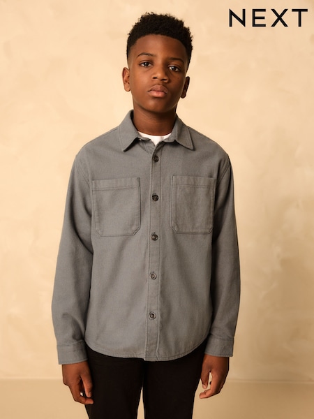 Petrol Blue Brushed Overshirt (3-16yrs) (F04318) | AED91 - AED117