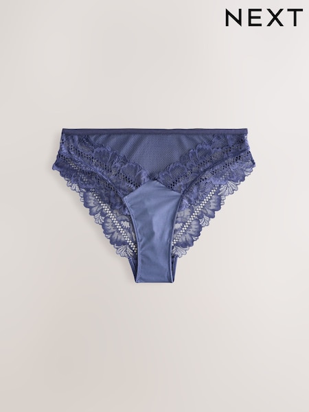 Navy Floral Lace Extra High Leg Knickers (F04388) | €11