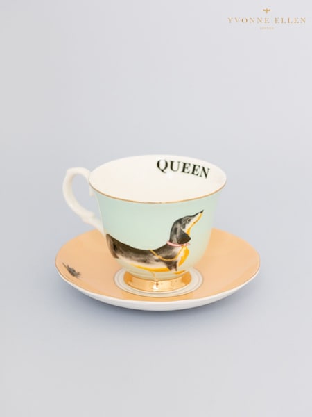 Yvonne Ellen Multi Doggie Teacup and Saucer (F04495) | €34