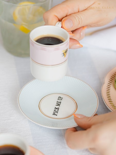 Yvonne Ellen Set of 2 Multi Slogan Espresso Cup and Saucer (F04540) | €37