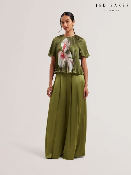 Ted Baker Green Lionaa-Pleated Short Sleeve Blouse (F04569) | €198