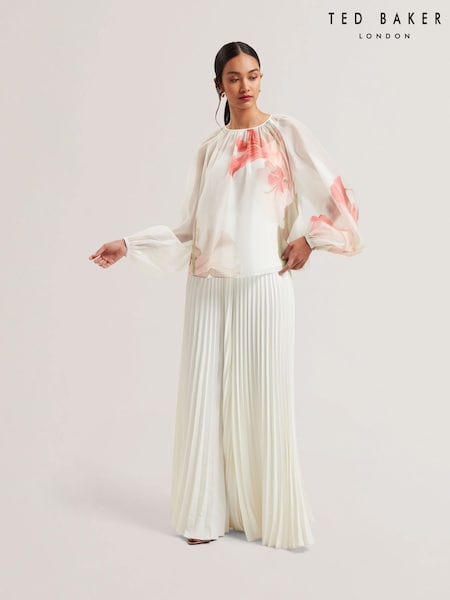 Ted Baker White Eriana Organza Puff Sleeve Blouse (F04583) | 8,351 UAH