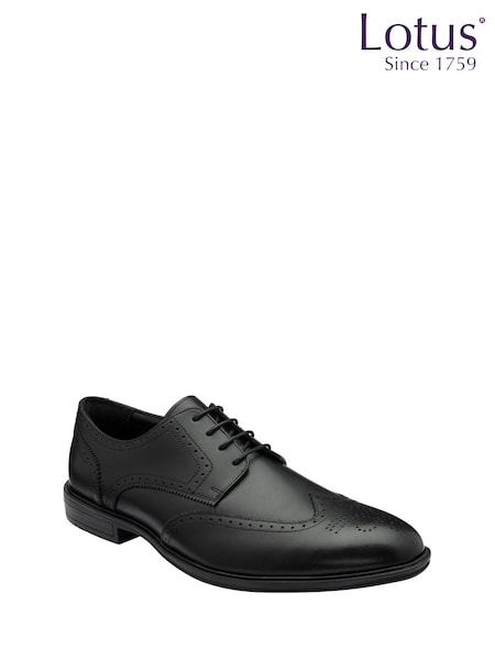 Lotus Black Brogues Lace-Up Shoes (F04603) | 297 QAR